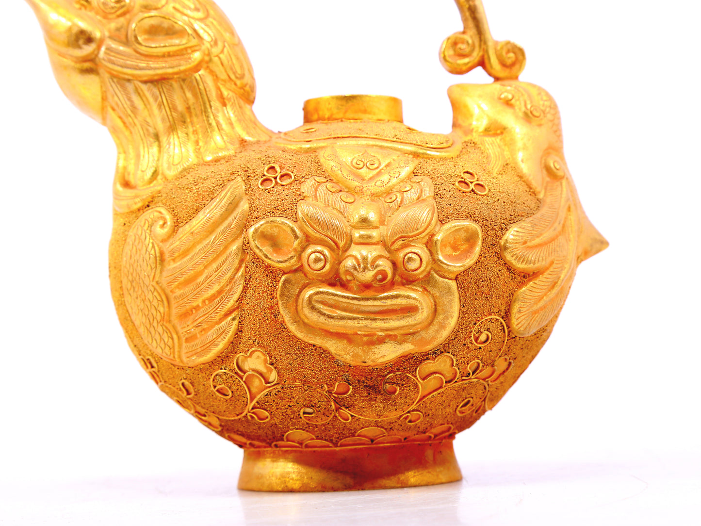 An exquisite gilt bronze auspicious animal ewer