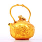 An exquisite gilt bronze figure holds a pot,