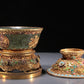 Precious Pair Of Jasper Gold-Mounted 'Scrolling Lotus' Bowls And Covers With Gilt-Silver Blueing 'Flower' Stands