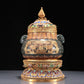 A Precious Jasper Gold-Mounted 'Animal Mask' Ram-Handled Jar With A Gilt-Silver Blueing 'Flower' Cover And Stand