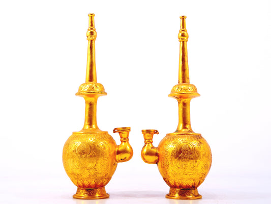 pair of exquisite gilt bronze Bodhisattva image pots