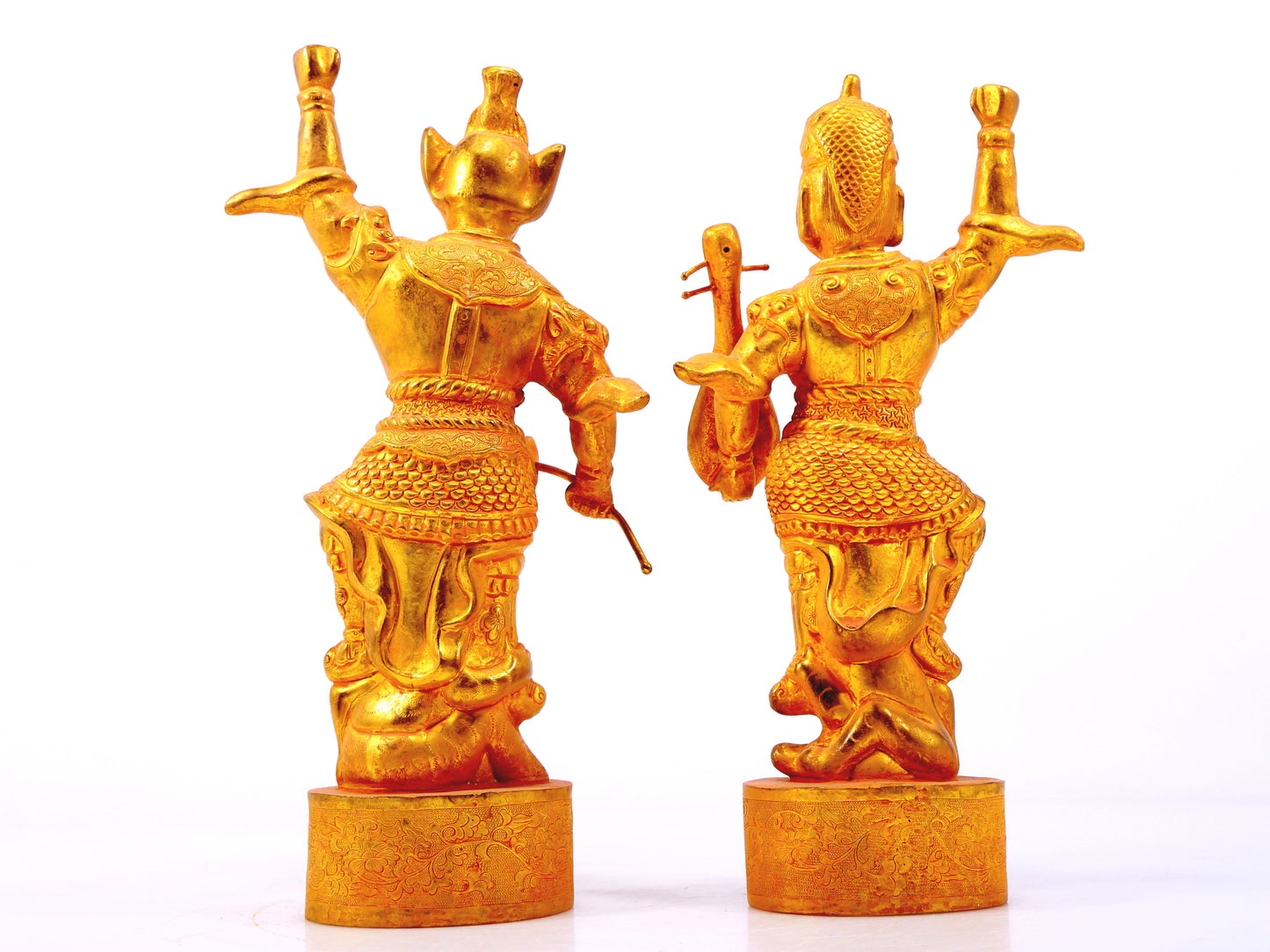 A group of solemn gilt bronze statues of the Heavenly King