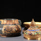 A Precious Jasper Gold-Mounted 'Animal Mask' Ram-Handled Jar With A Gilt-Silver Blueing 'Flower' Cover And Stand