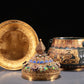 A Precious Jasper Gold-Mounted 'Animal Mask' Ram-Handled Jar With A Gilt-Silver Blueing 'Flower' Cover And Stand