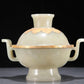 A Precious White Jade Gold-Mounted Bowl And Cover