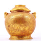 An exquisite gilt bronze jar with flower and bird patterns and lid