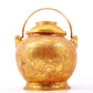 An exquisite gilt bronze jar with flower and bird patterns and lid