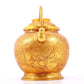 An exquisite gilt bronze jar with flower and bird patterns and lid