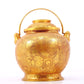 An exquisite gilt bronze jar with flower and bird patterns and lid