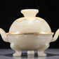 A Precious White Jade Gold-Mounted Tripod Censer And Cover