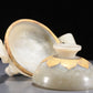 A Precious White Jade Gold-Mounted Tripod Censer And Cover