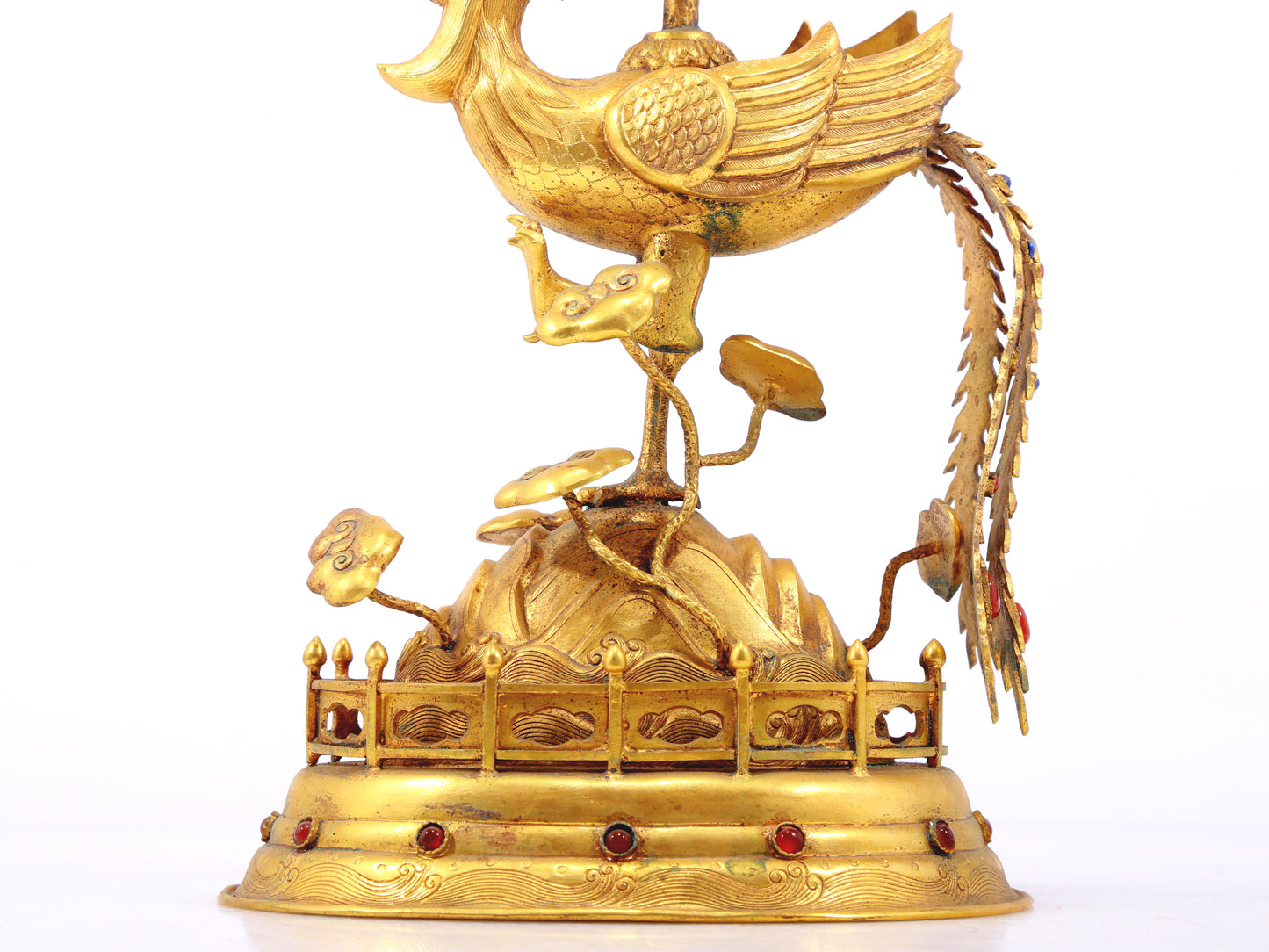 A pair of exquisite gilt bronze phoenix candlesticks