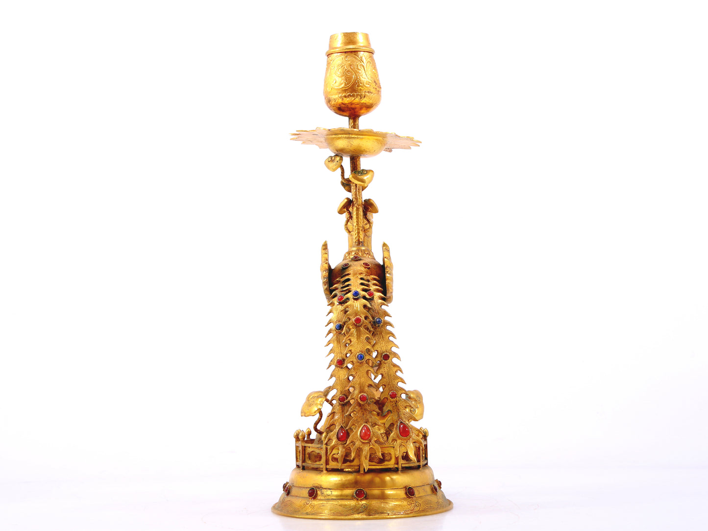 A pair of exquisite gilt bronze phoenix candlesticks