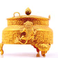 An exquisite gilt bronze censer with two ears and three legs inlaid with hundreds of treasures and lotus pattern, with a lid.