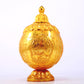 An exquisite gilt bronze jar with image of Gautama Buddha