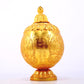 An exquisite gilt bronze jar with image of Gautama Buddha