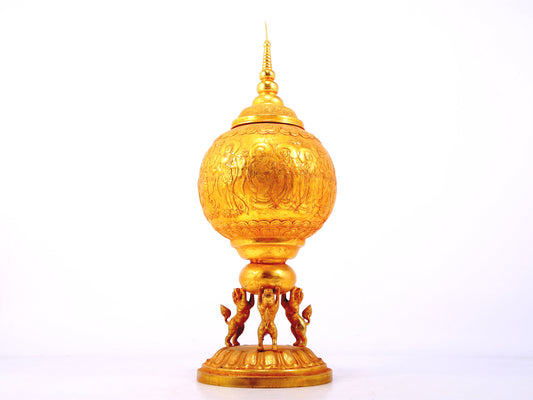 An exquisite gilt bronze Buddha image jar