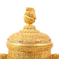 An exquisite gilt bronze double-eared tripod jar with a lid inlaid with hundreds of treasures and entwined lotus patterns.