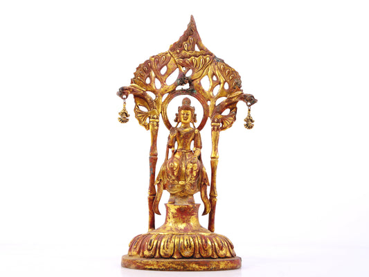 A serene gilt bronze statue of Bodhisattva