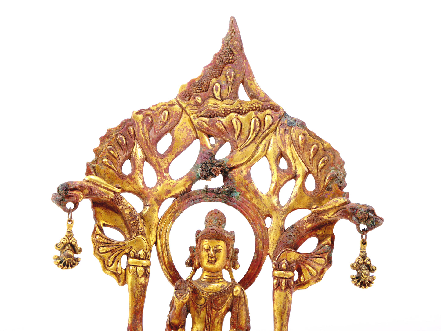 A serene gilt bronze statue of Bodhisattva