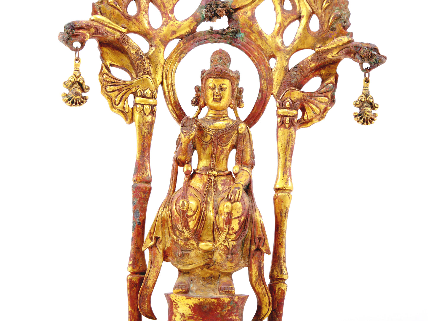 A serene gilt bronze statue of Bodhisattva