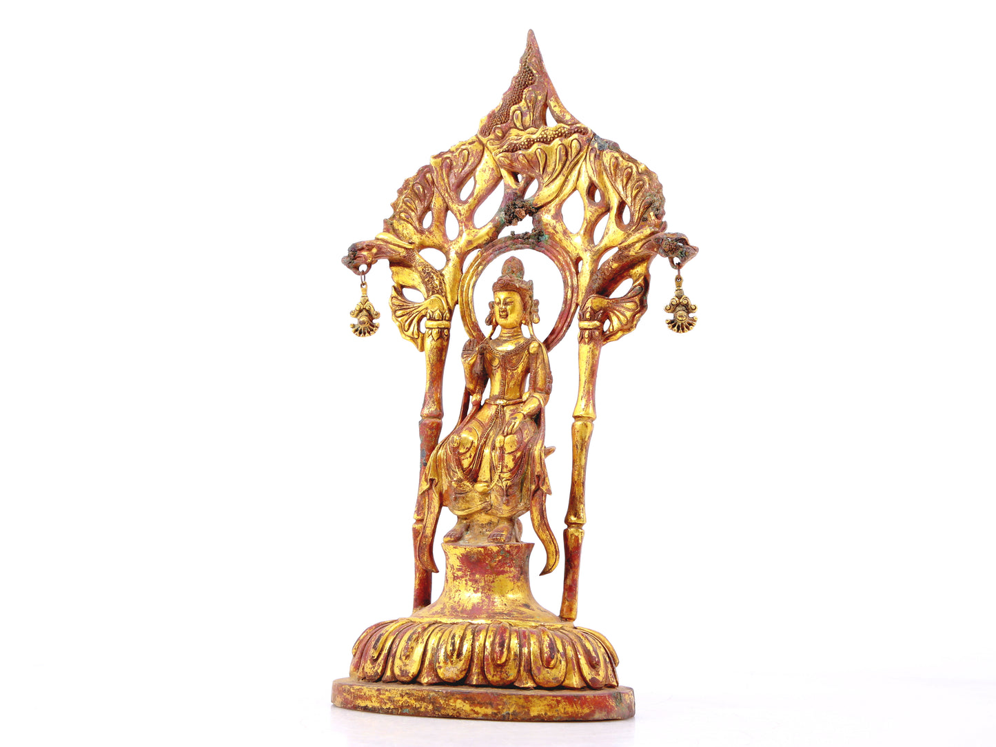 A serene gilt bronze statue of Bodhisattva