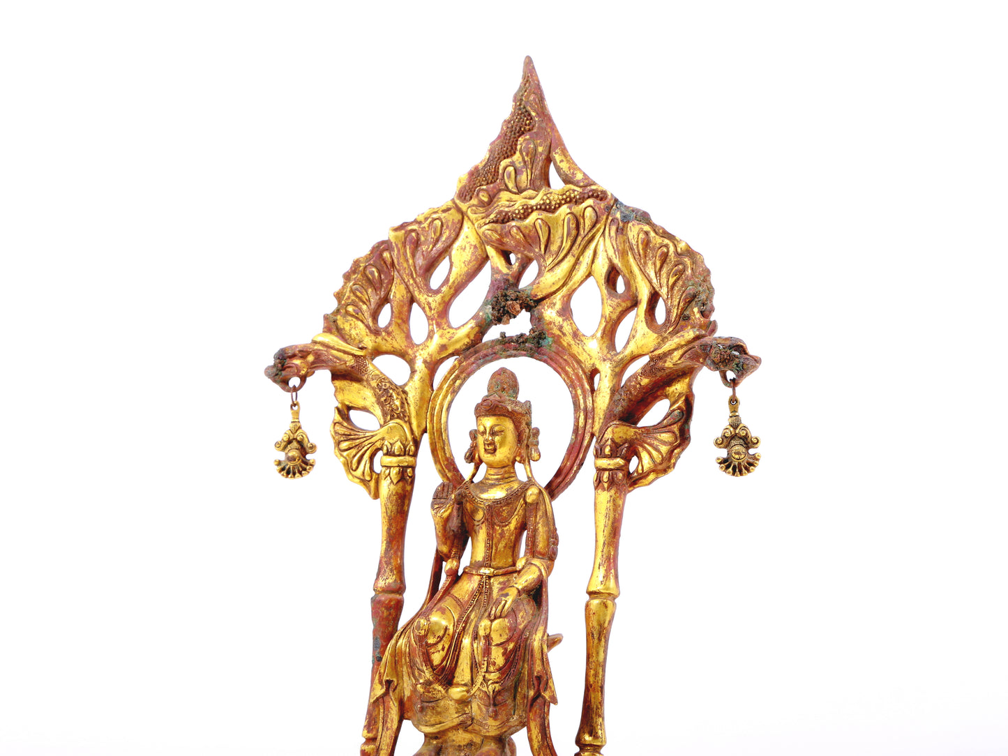 A serene gilt bronze statue of Bodhisattva