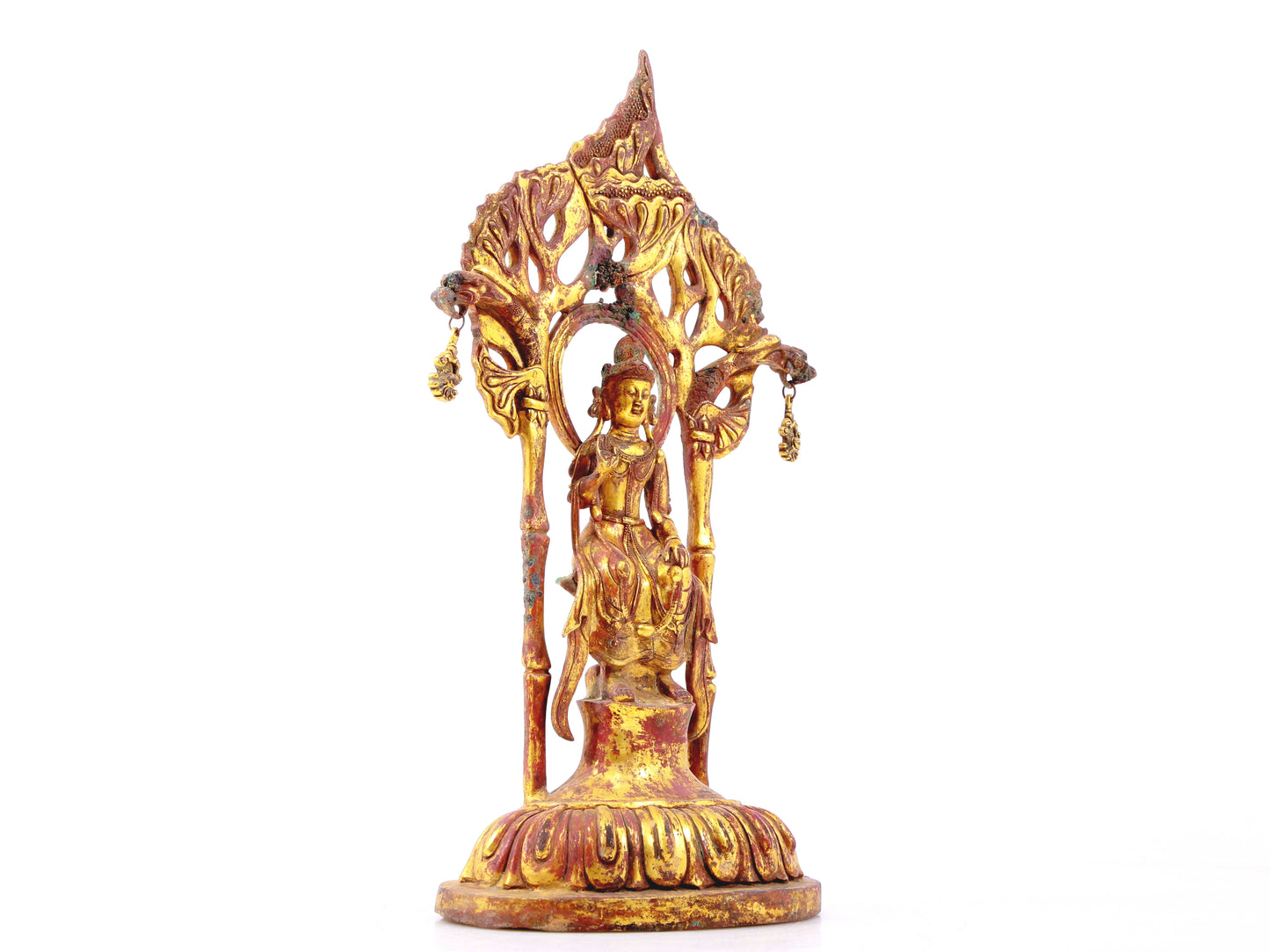 A serene gilt bronze statue of Bodhisattva