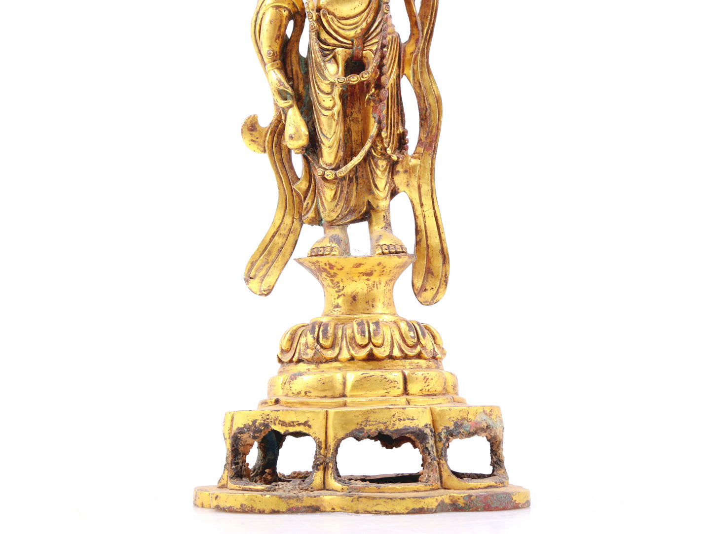 A serene gilt bronze statue of Bodhisattva