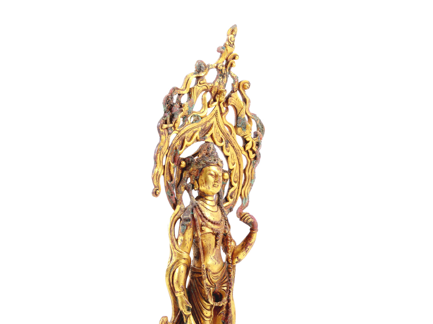 A serene gilt bronze statue of Bodhisattva