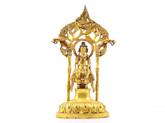 A serene gilt bronze statue of Bodhisattva