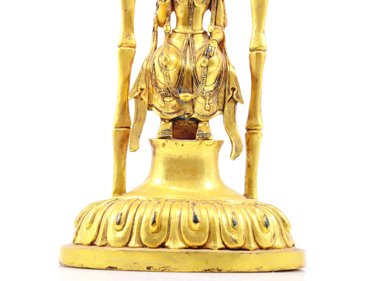 A serene gilt bronze statue of Bodhisattva