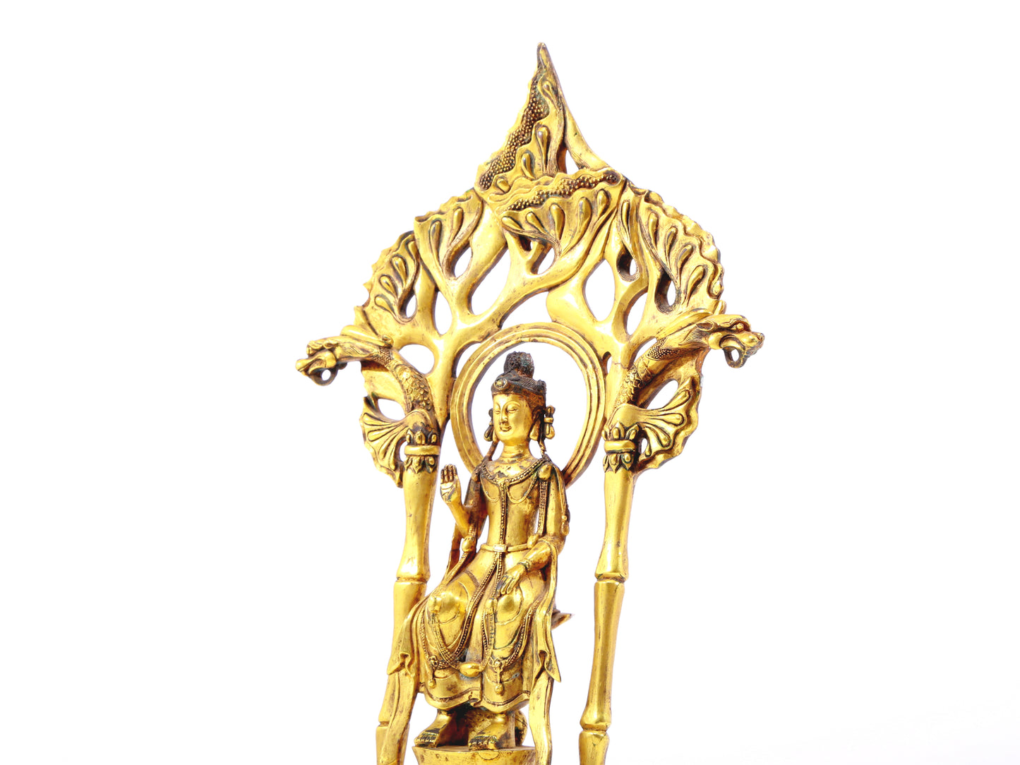 A serene gilt bronze statue of Bodhisattva