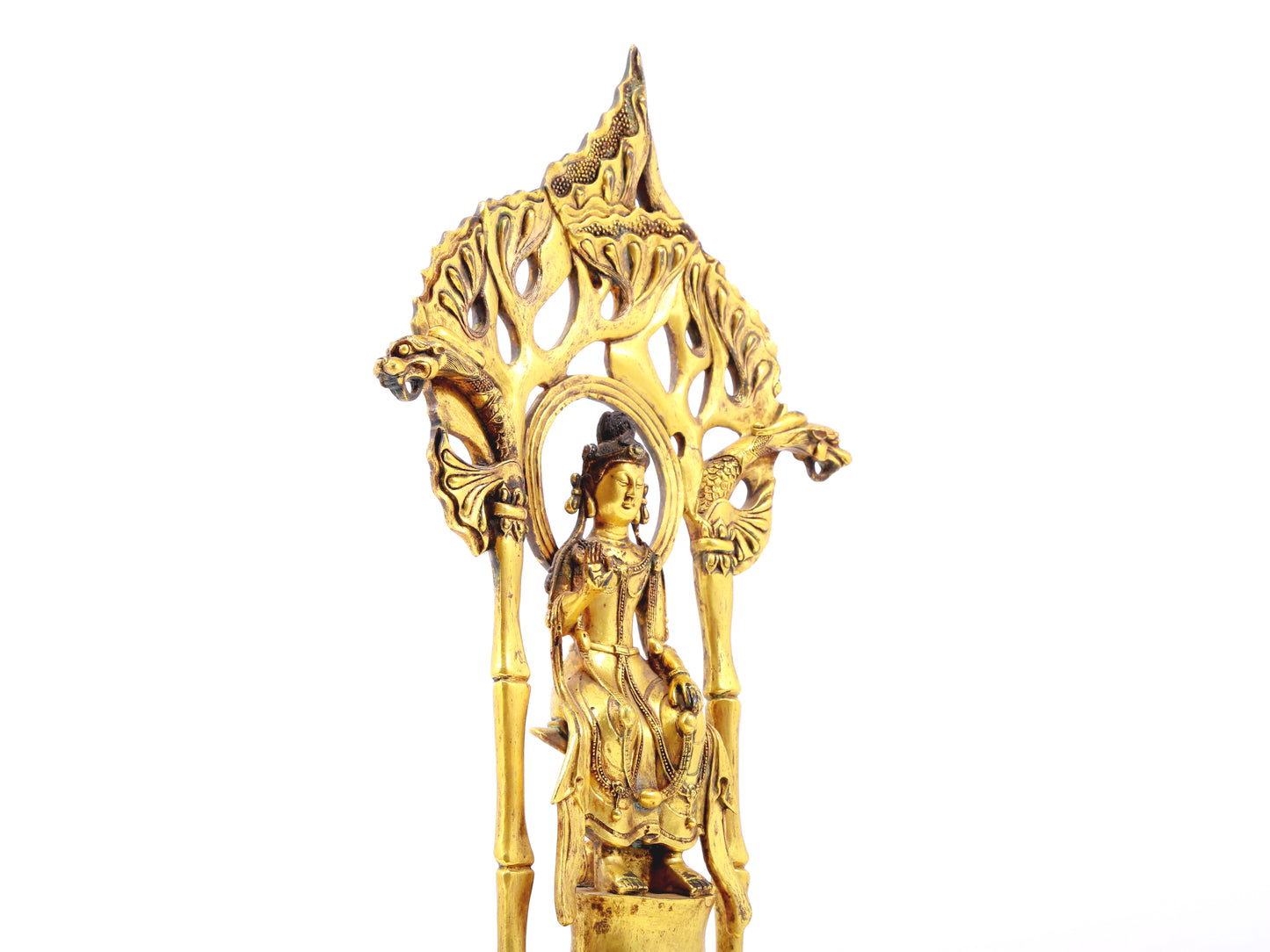 A serene gilt bronze statue of Bodhisattva