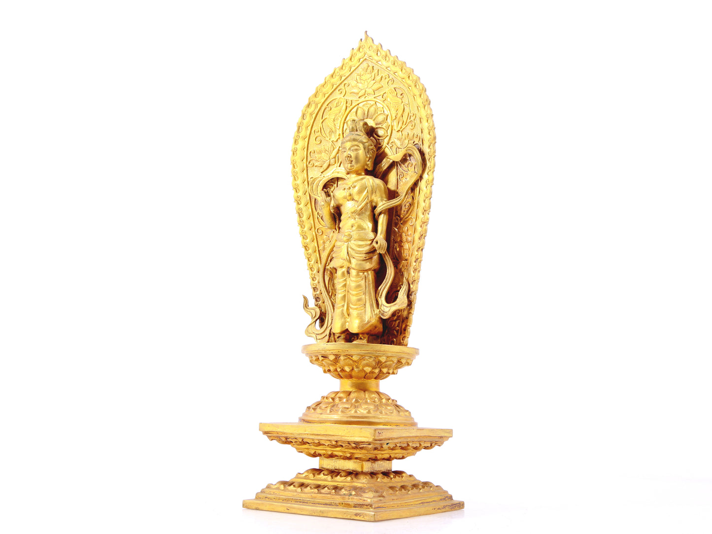 A serene gilt bronze statue of Bodhisattva