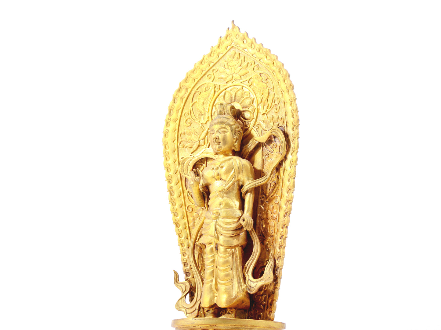 A serene gilt bronze statue of Bodhisattva