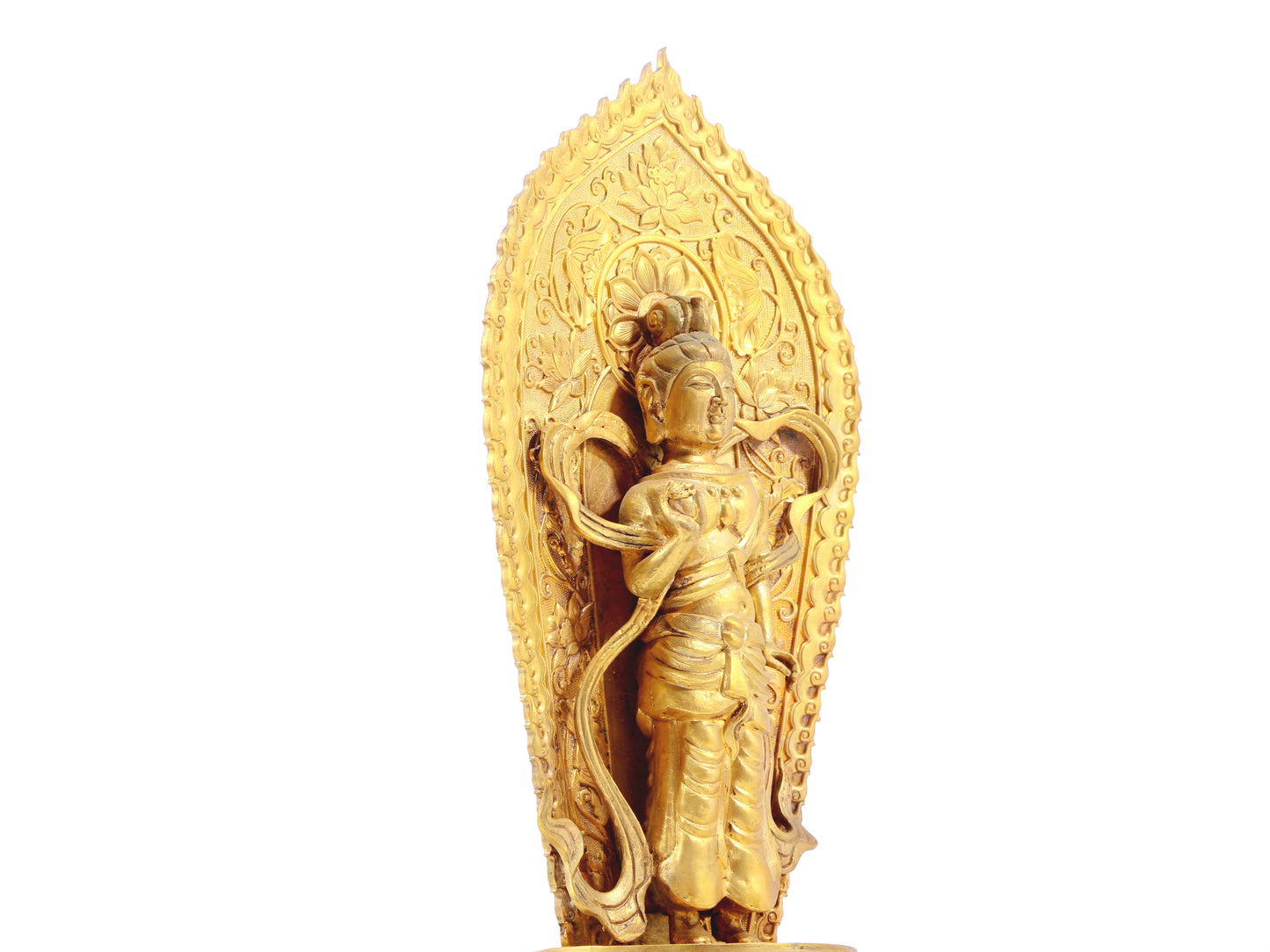 A serene gilt bronze statue of Bodhisattva