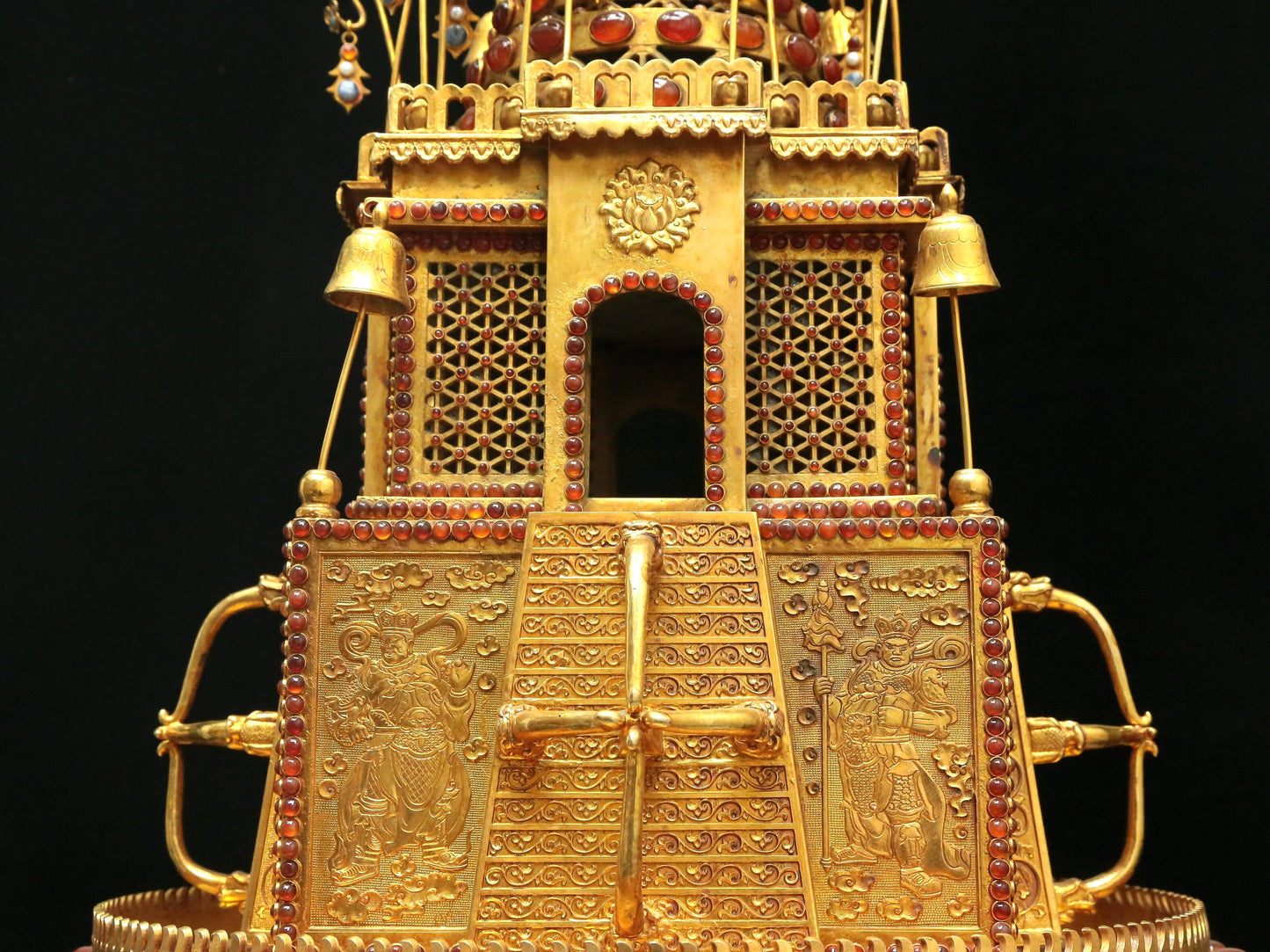 A Magnificent Gilt-Bronze Gem-Inlaid Altar With 'Weapons Of The Eight Immortals', Han And Man Inscriptions