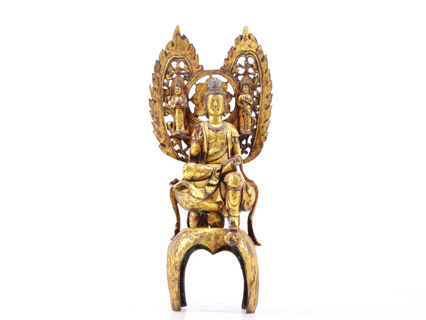 A serene gilt bronze statue of Bodhisattva