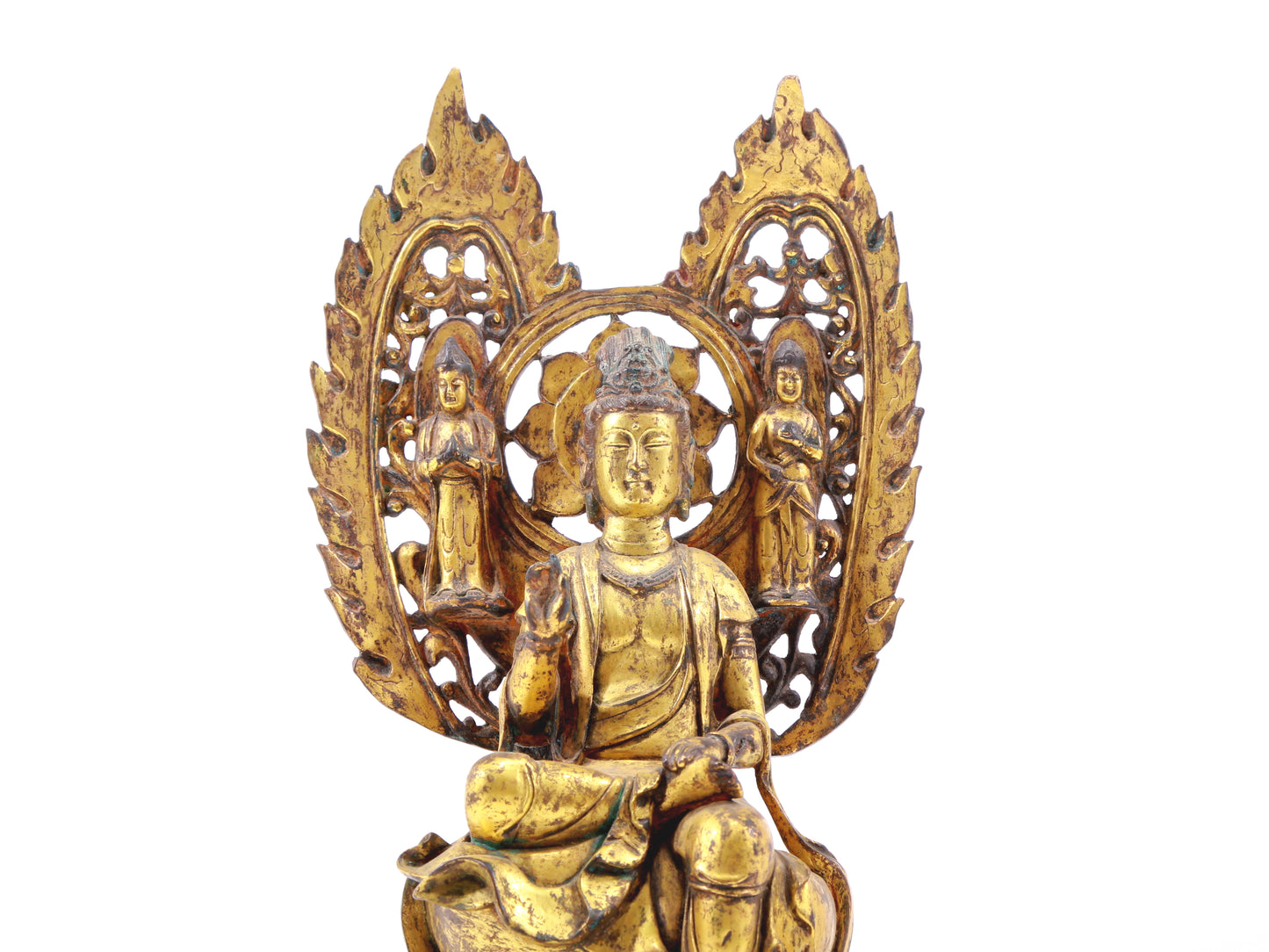 A serene gilt bronze statue of Bodhisattva