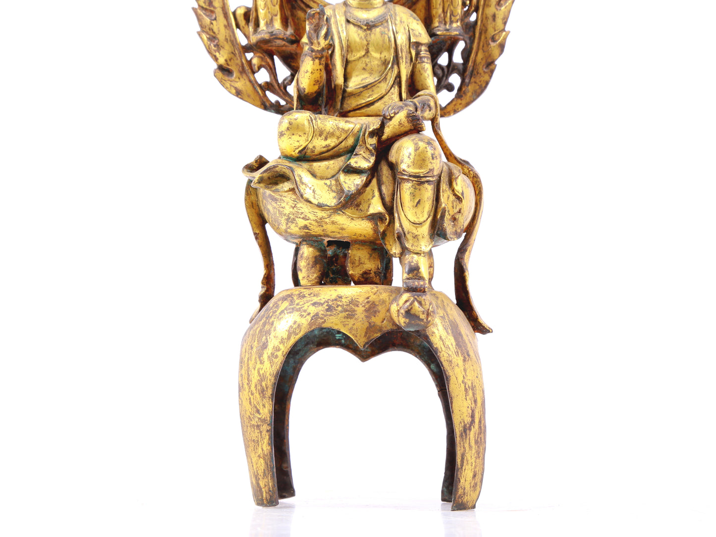 A serene gilt bronze statue of Bodhisattva