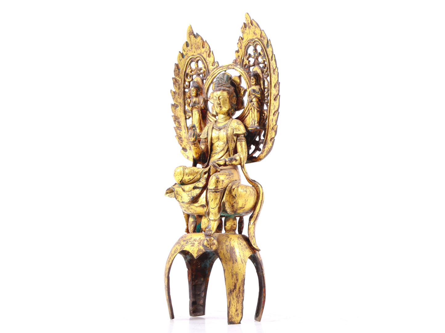 A serene gilt bronze statue of Bodhisattva