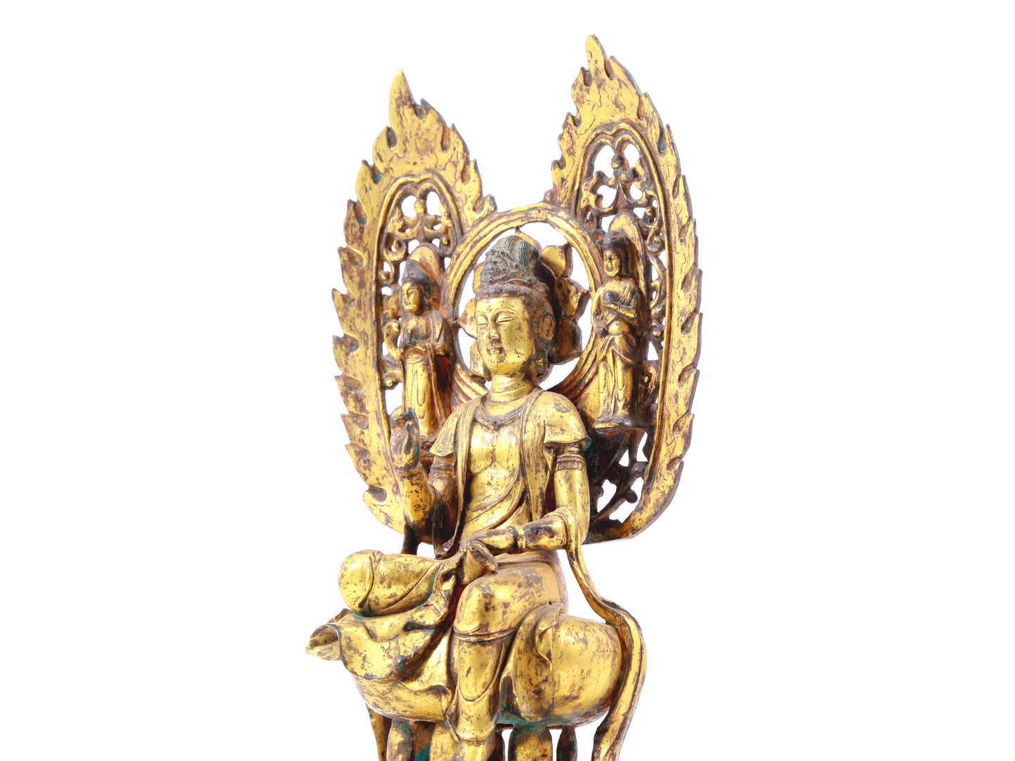 A serene gilt bronze statue of Bodhisattva