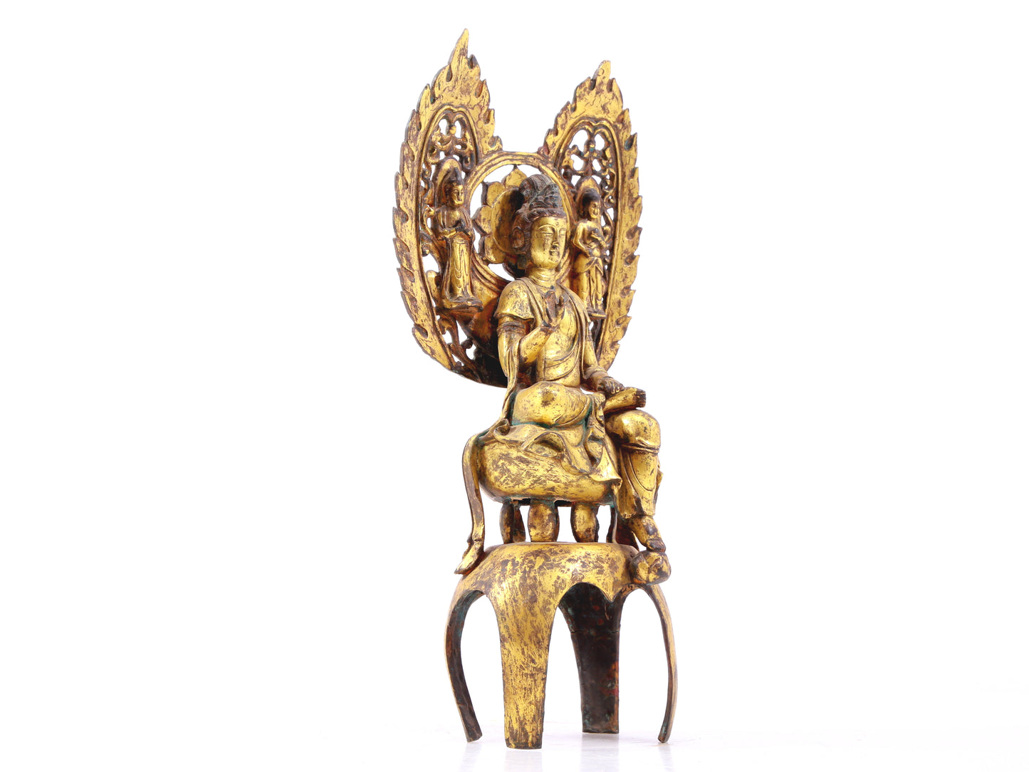 A serene gilt bronze statue of Bodhisattva