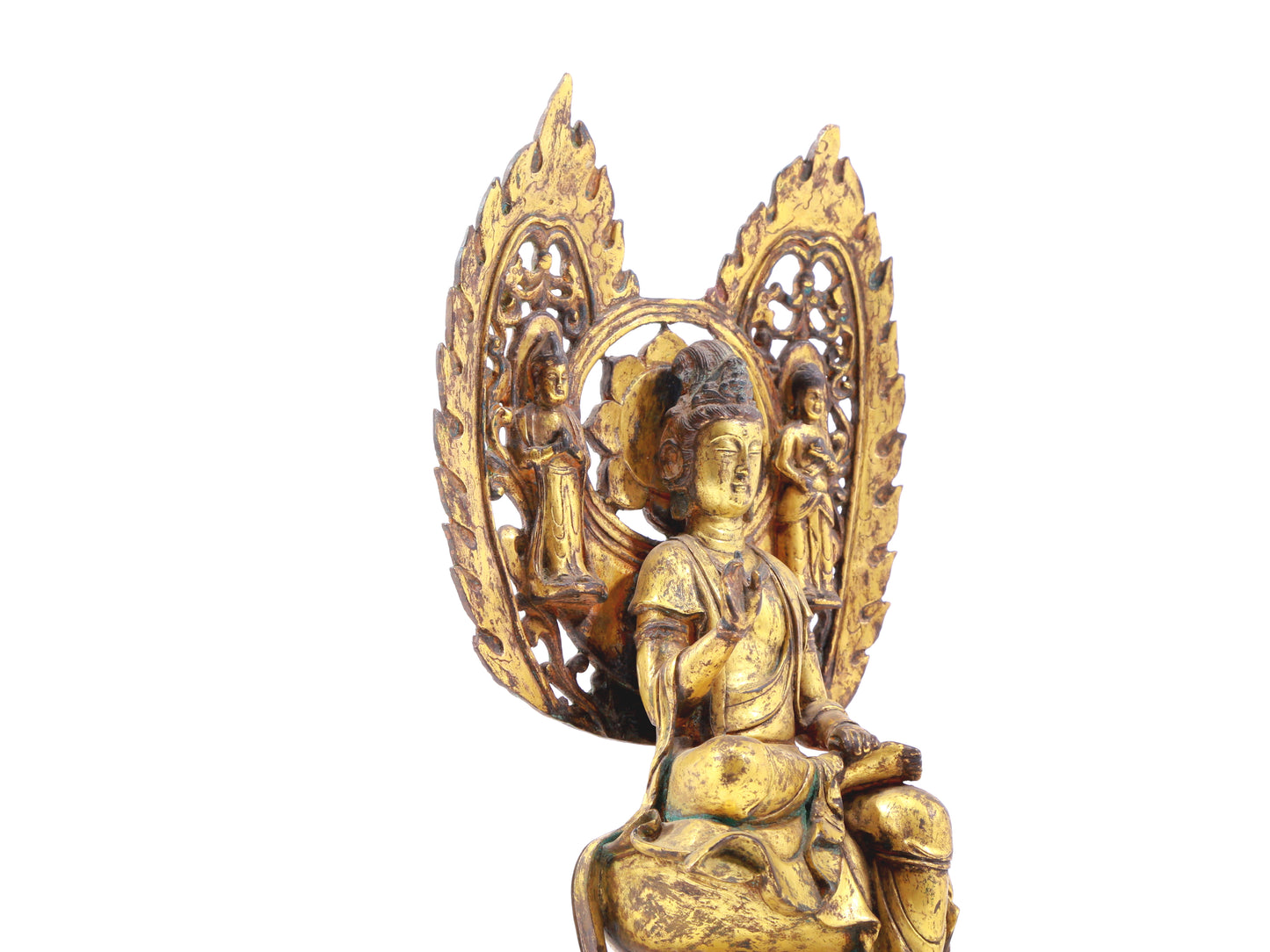 A serene gilt bronze statue of Bodhisattva