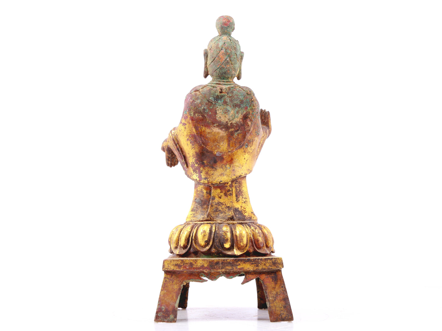 A serene gilt-bronze Tathagata statue