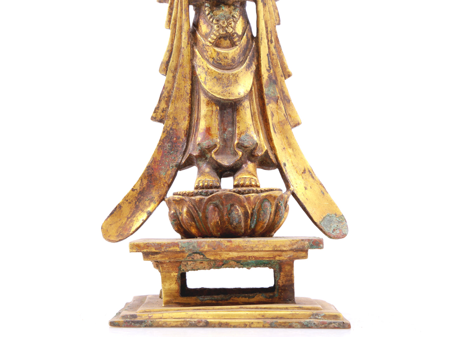 A serene gilt bronze statue of Bodhisattva