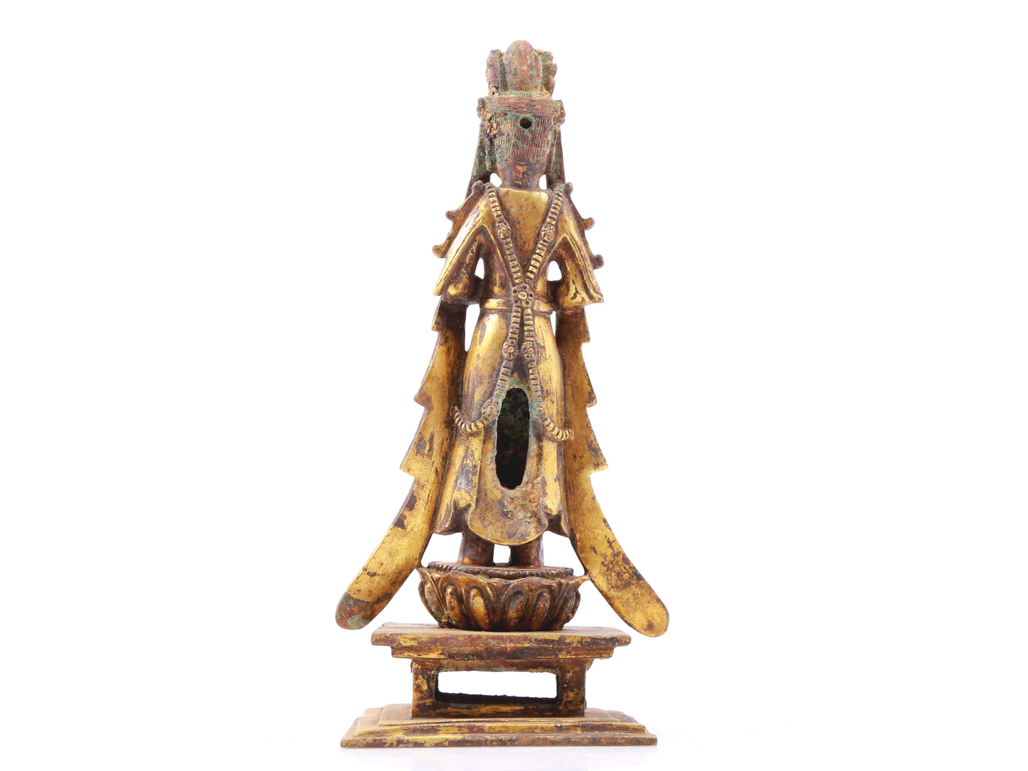 A serene gilt bronze statue of Bodhisattva