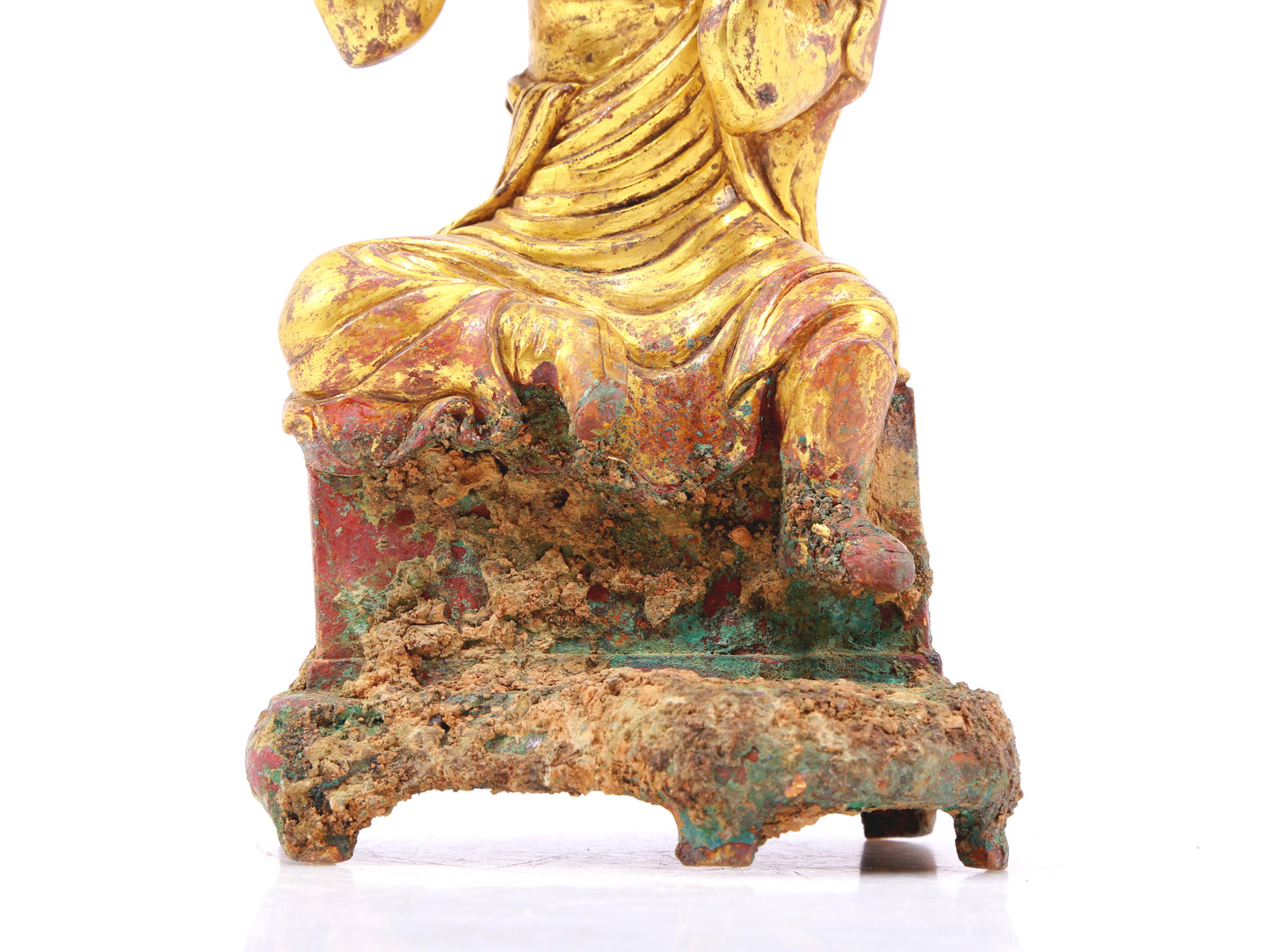 A serene gilt bronze Arhat statue