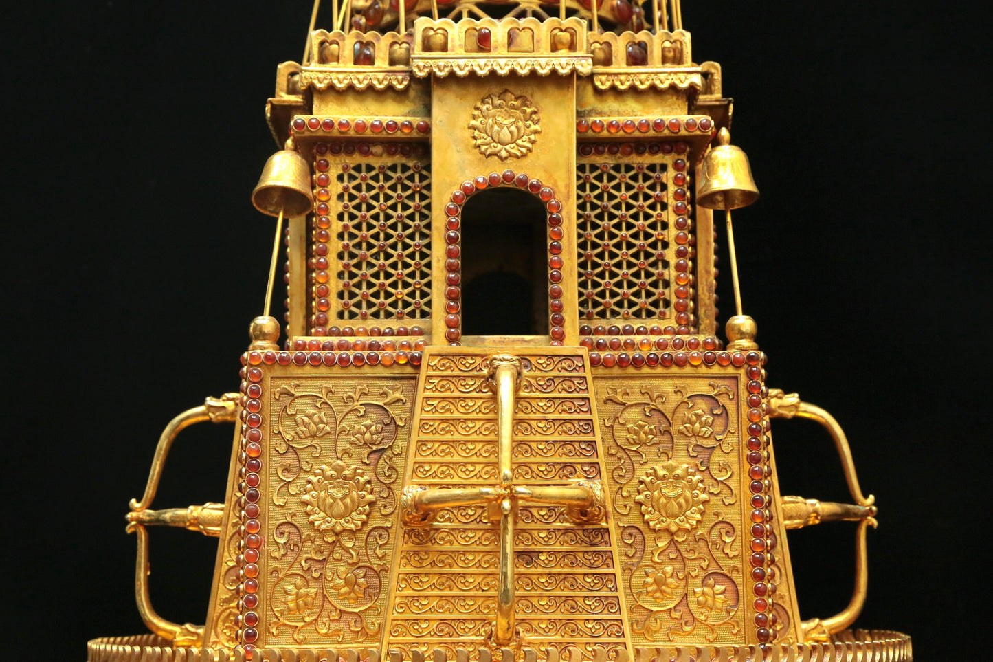 A Magnificent Gilt-Bronze Gem-Inlaid Altar With 'Weapons Of The Eight Immortals', Han And Man Inscriptions